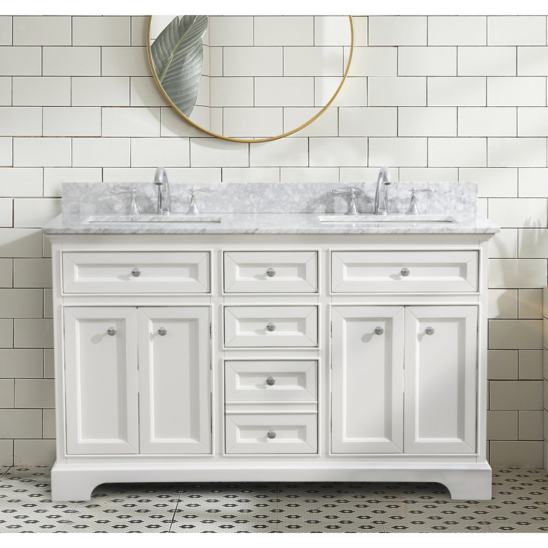 Breakwater Bay Palko 55'' W x 22" D x 34" H Double Bathroom Vanity Set